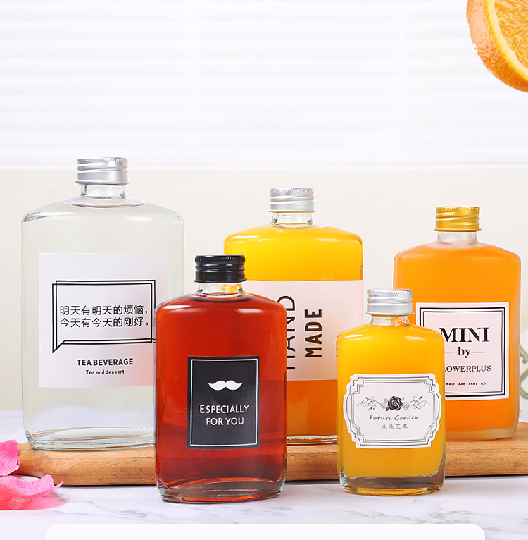 透明蒙砂（shā）方形果（guǒ）汁飲料瓶